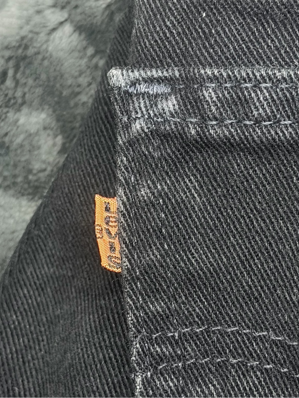 Men's Straight Black Jeans with Orange Tab Detail